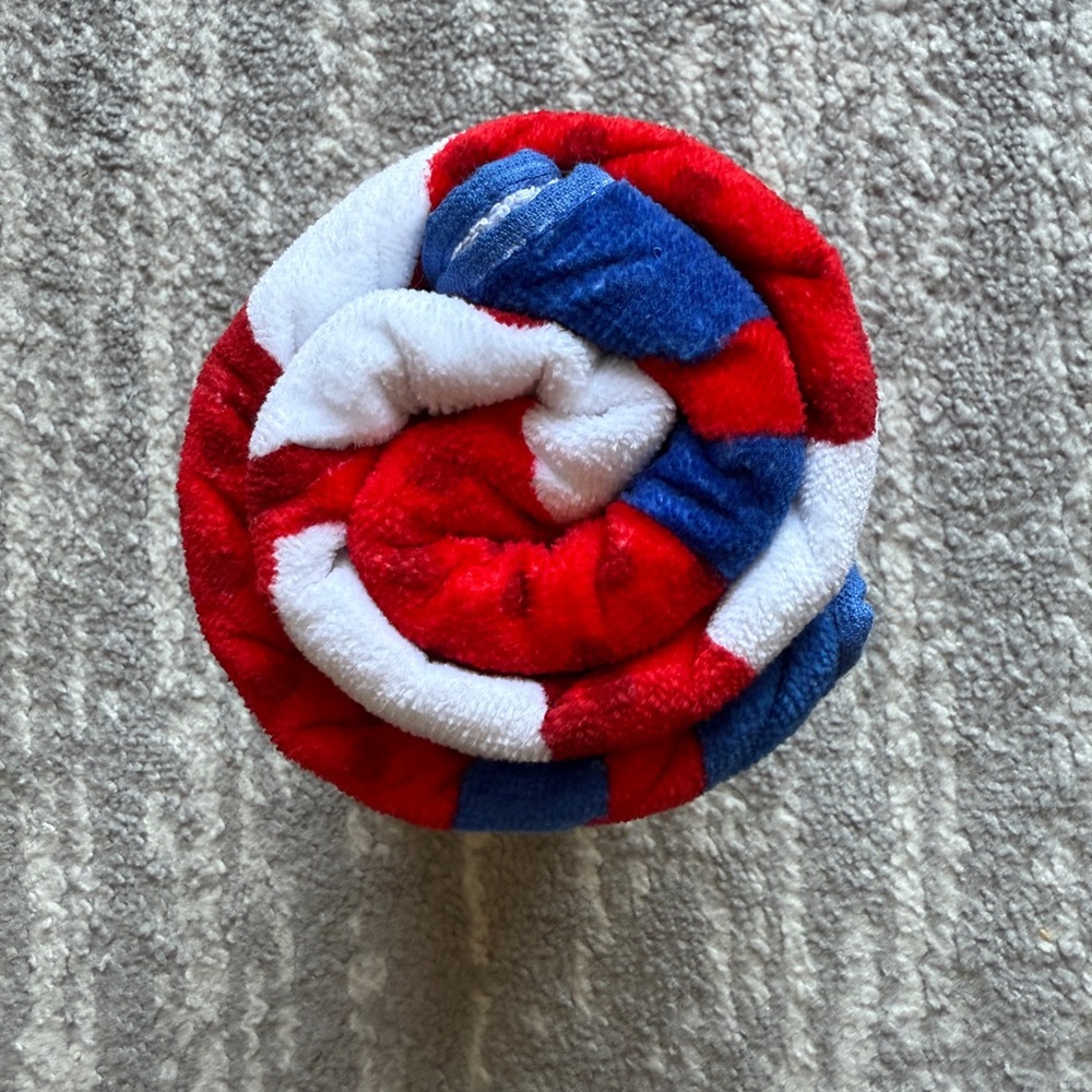 Big Dogs Red & Blue Stripe Beach Towel Roll - Picture 3 of 3